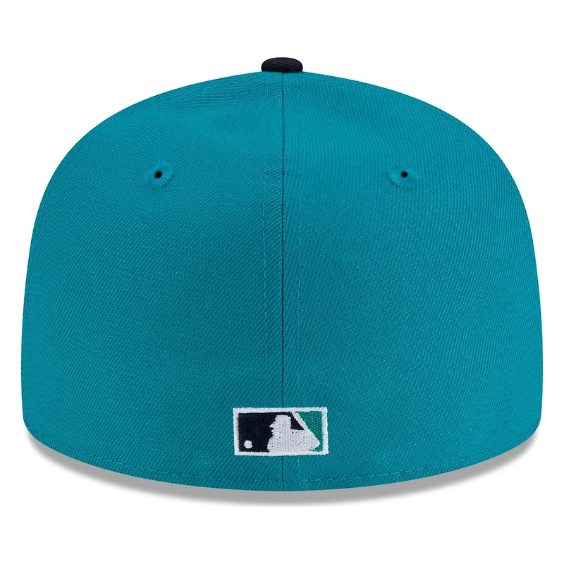 Seattle Mariners Teal and Navy Cream Trident Logo New Era 59FIFTY Fitted Hat