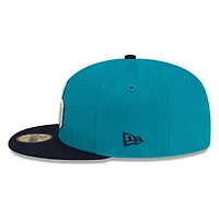 Seattle Mariners Teal and Navy Cream Trident Logo New Era 59FIFTY Fitted Hat