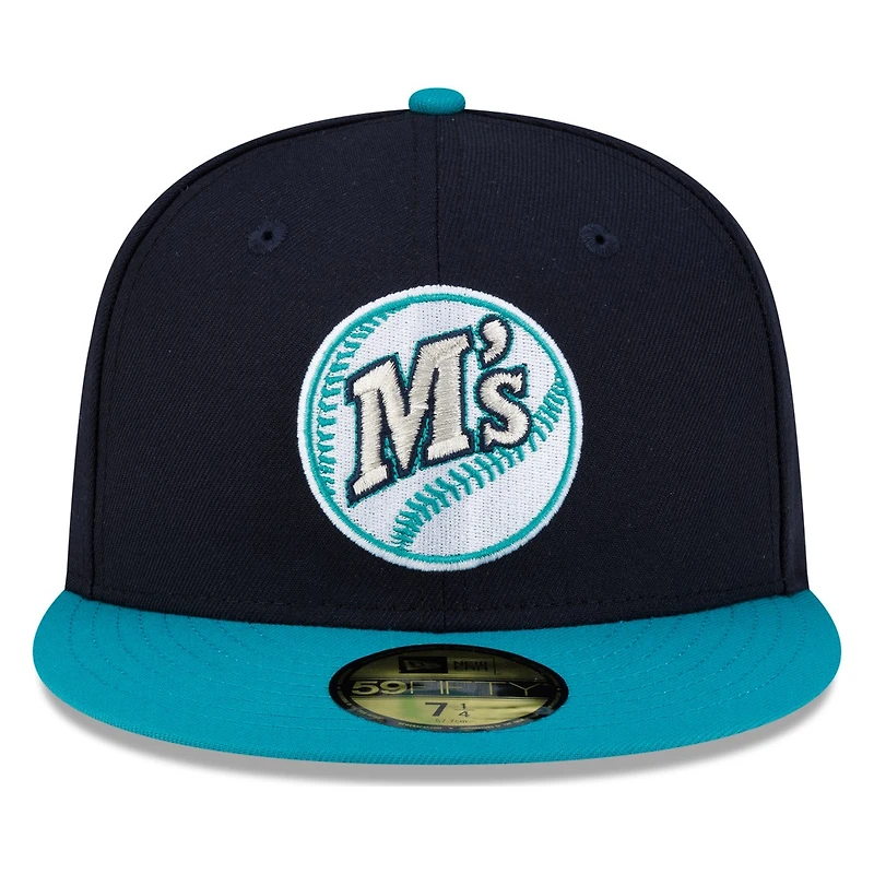 Seattle Mariners Navy and Teal M's Logo New Era 59FIFTY Fitted Hat