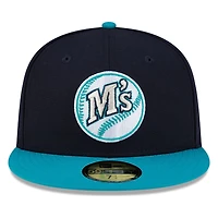 Seattle Mariners Navy and Teal M's Logo New Era 59FIFTY Fitted Hat