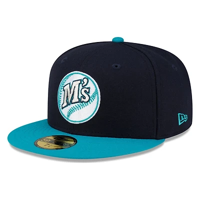 Seattle Mariners Navy and Teal M's Logo New Era 59FIFTY Fitted Hat