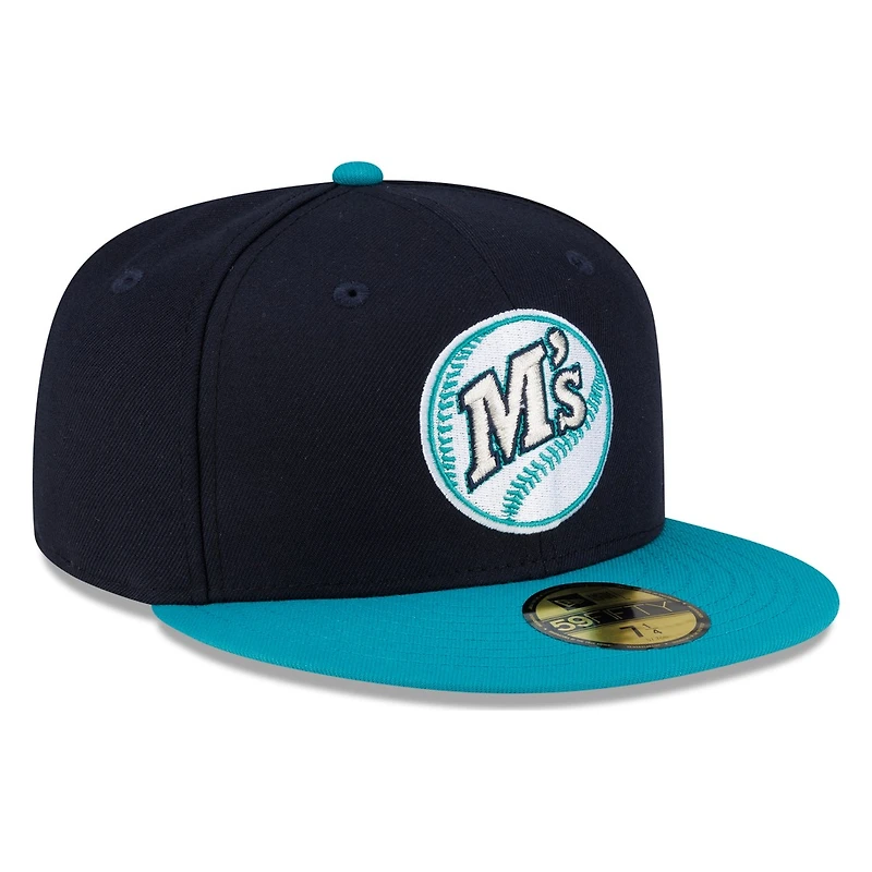 Seattle Mariners Navy and Teal M's Logo New Era 59FIFTY Fitted Hat