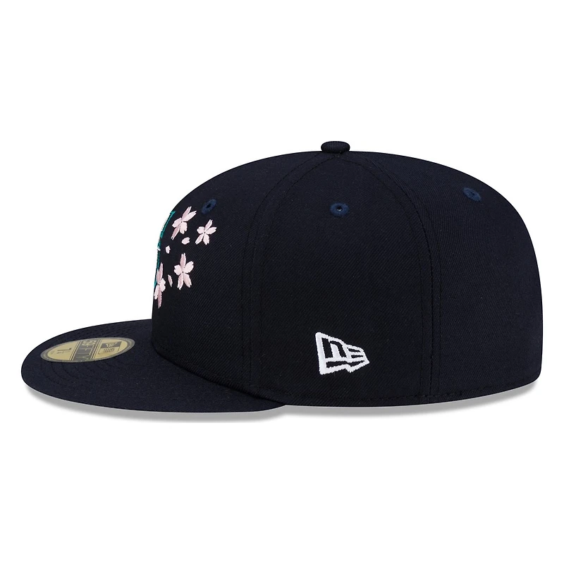 Seattle Mariners Navy Pink Blossom Flowers New Era 59FIFTY Fitted Hat