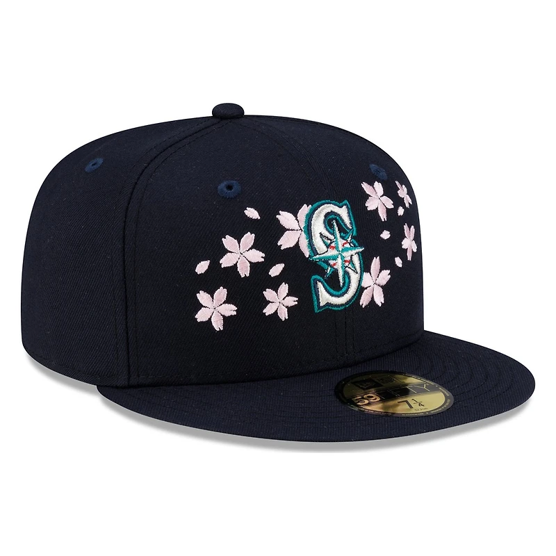 Seattle Mariners Navy Pink Blossom Flowers New Era 59FIFTY Fitted Hat