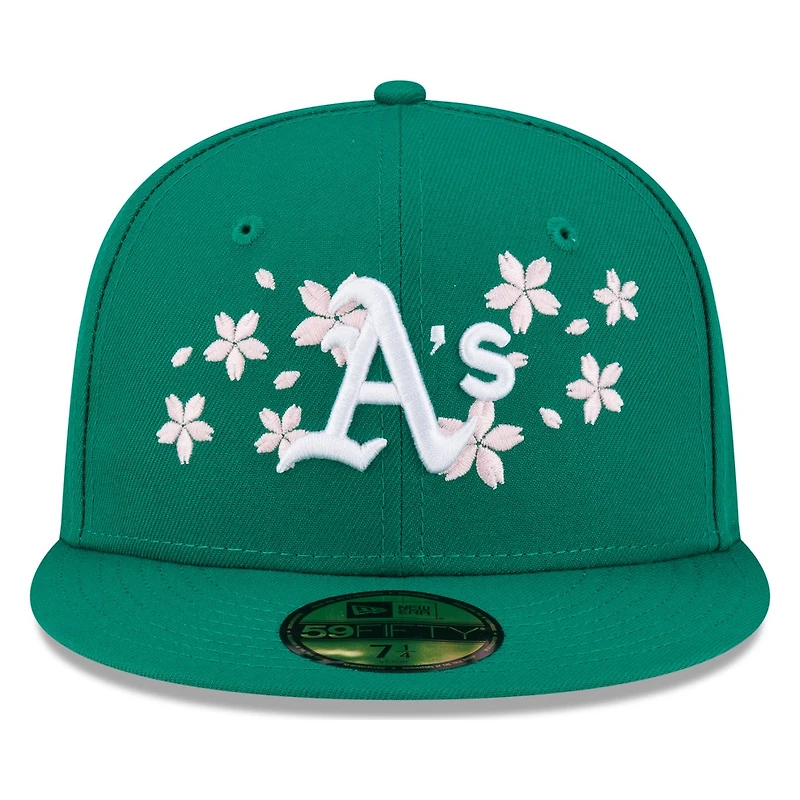 Oakland Athletics Green Pink Blossom Flowers New Era 59FIFTY Fitted Hat