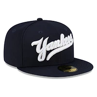 New York Yankees Navy Script Era 59FIFTY Fitted Hat