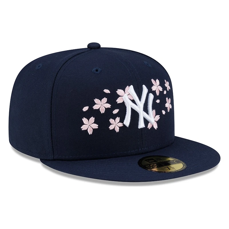 New York Yankees Navy Pink Blossom Flowers Era 59FIFTY Fitted Hat