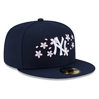 New York Yankees Navy Pink Blossom Flowers Era 59FIFTY Fitted Hat