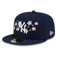 New York Yankees Navy Pink Blossom Flowers Era 59FIFTY Fitted Hat
