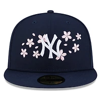 New York Yankees Navy Pink Blossom Flowers Era 59FIFTY Fitted Hat