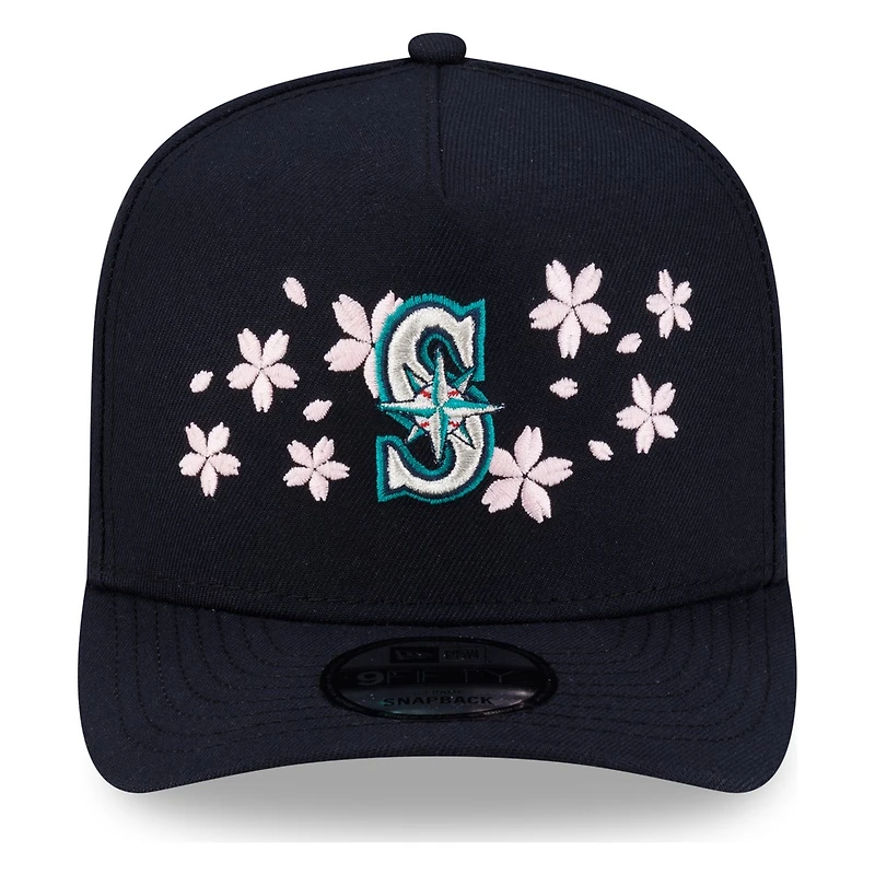 Seattle Mariners Navy Pink Blossom New Era 9FIFTY A-Frame Snapback Hat