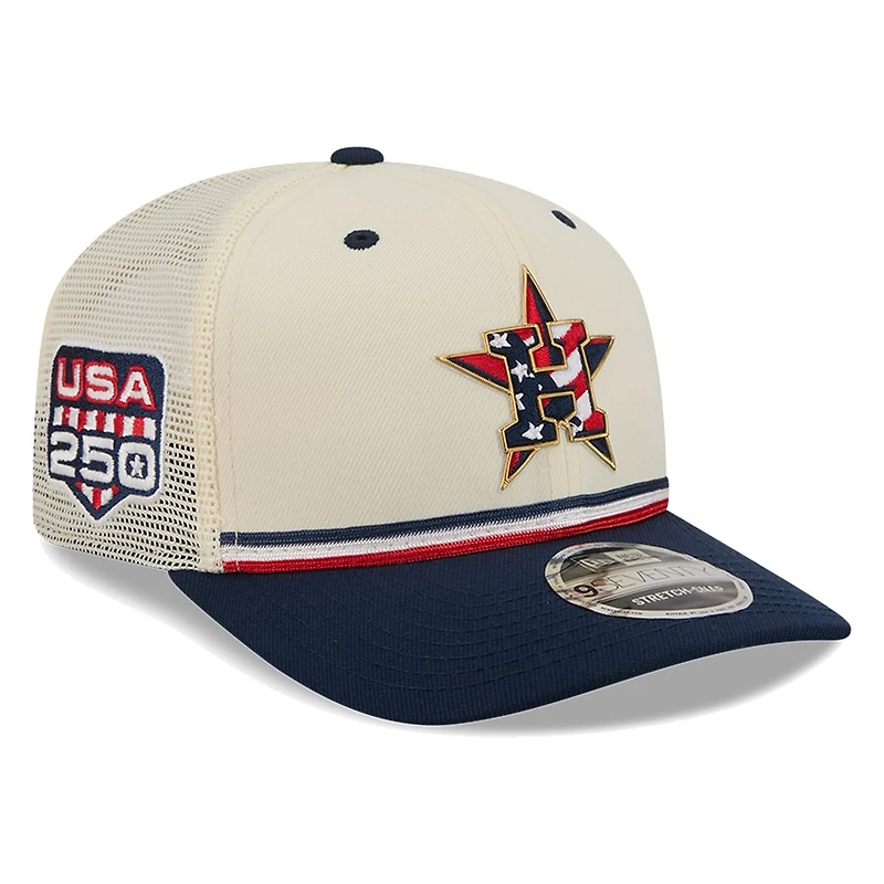 Houston Astros 2026 Fourth of July USA 250 Patch New Era 9SEVENTY Trucker Adjustable Snapback Hat