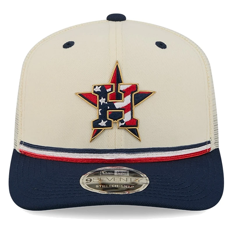 Houston Astros 2026 Fourth of July USA 250 Patch New Era 9SEVENTY Trucker Adjustable Snapback Hat