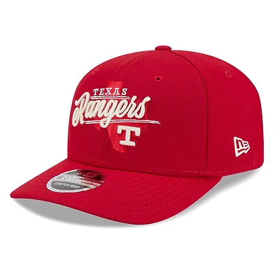 Texas Rangers Red City Connect Wordmark New Era 9SEVENTY Adjustable Hat
