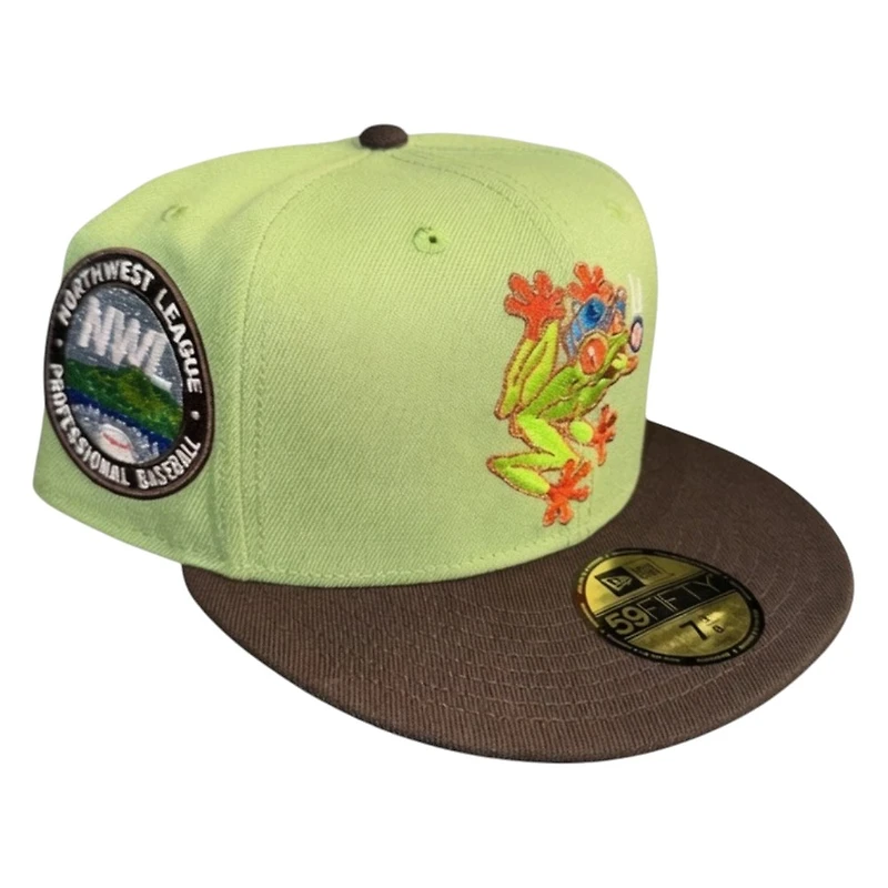 Everett AquaSox Matcha Green and Burntwood Brown NW League Patch New Era 59FIFTY Fitted Hat