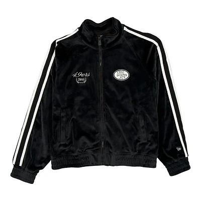Women's San Francisco 49ers Black Throwback Prep New Era Track Jacket