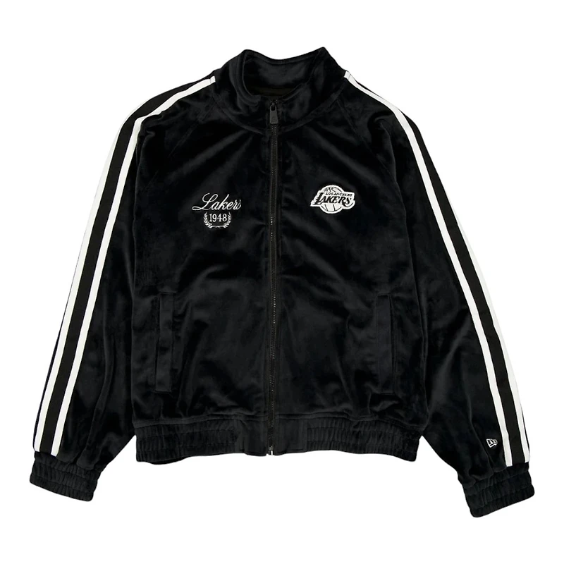 Women's Los Angeles Lakers Black Throwback Prep New Era Track Jacket
