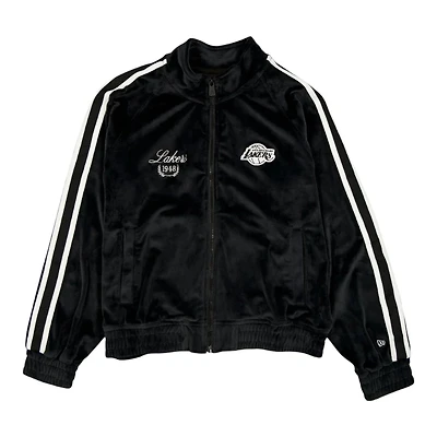 Women's Los Angeles Lakers Black Throwback Prep New Era Track Jacket