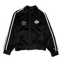 Women's Los Angeles Lakers Black Throwback Prep New Era Track Jacket