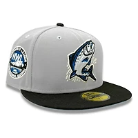 Spokane Indians Stone and Black NWL League Patch Icy Blue UV New Era 59FIFTY Fitted Hat