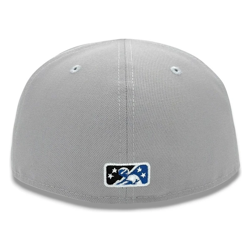 Spokane Indians Stone and Black NWL League Patch Icy Blue UV New Era 59FIFTY Fitted Hat
