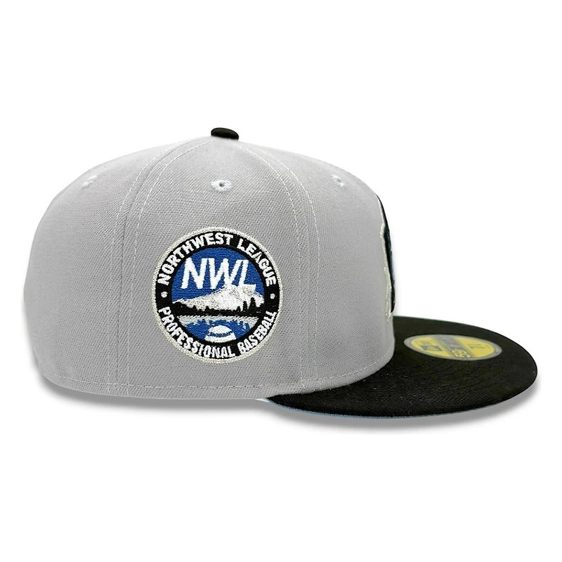 Spokane Indians Stone and Black NWL League Patch Icy Blue UV New Era 59FIFTY Fitted Hat