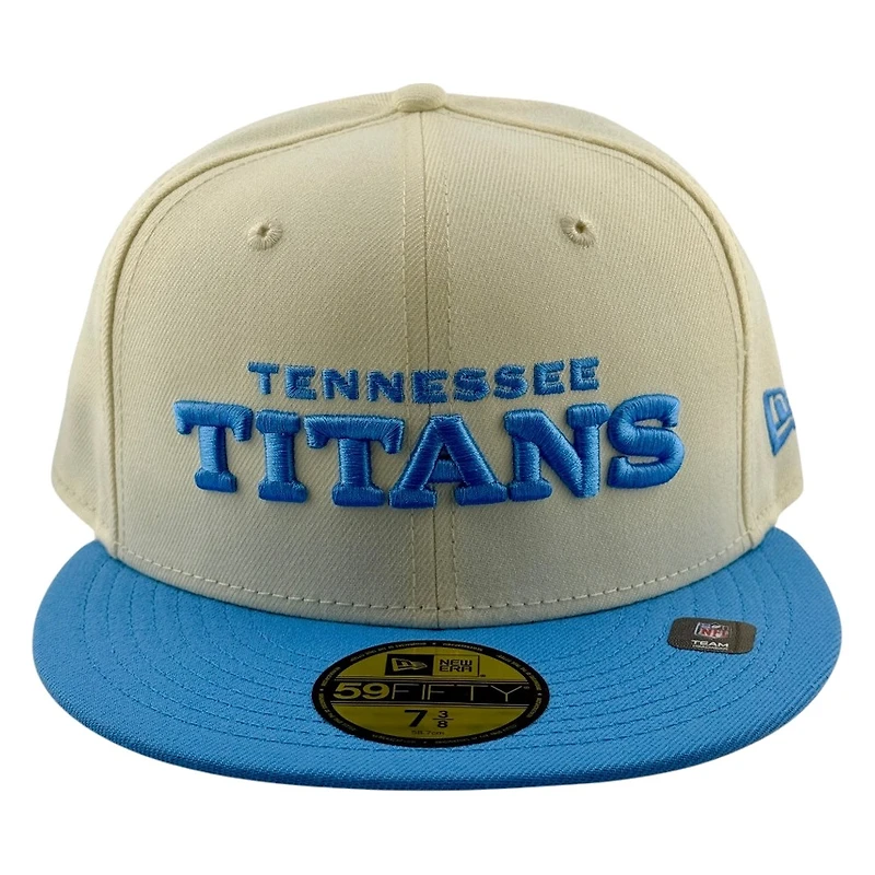 Tennessee Titans Chrome and Light Blue Wordmark Logo NFL New Era 59FIFTY Fitted Hat
