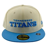 Tennessee Titans Chrome and Light Blue Wordmark Logo NFL New Era 59FIFTY Fitted Hat