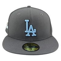 Los Angeles Dodgers Graphite 60th Anniversary Patch Icy Blue UV New Era 59FIFTY Fitted Hat