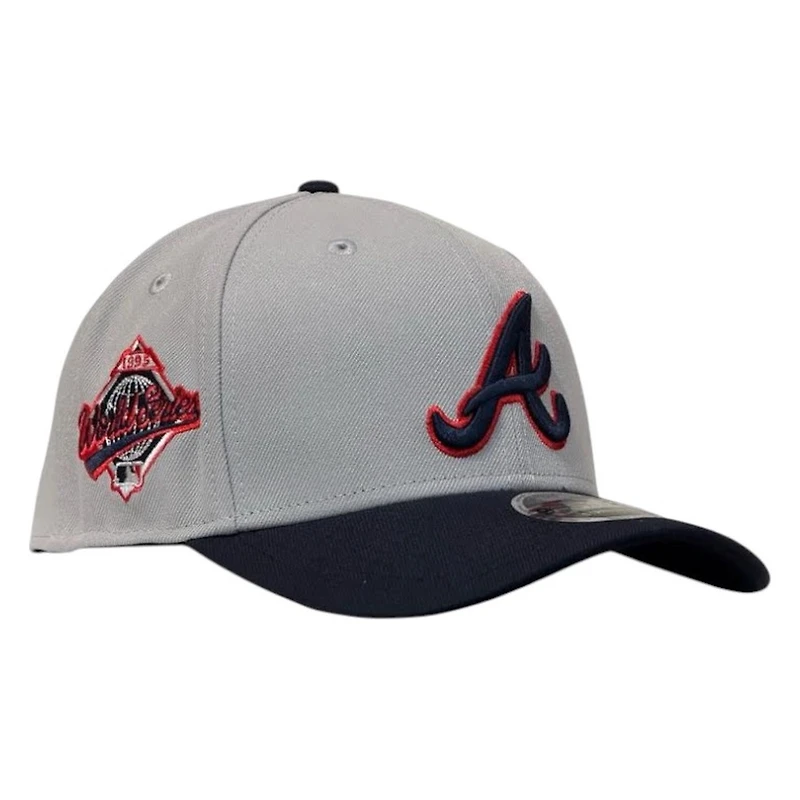 Atlanta Braves Gray Navy Two-Tone 1995 World Series Patch Navy UV New Era 9SEVENTY Adjustable Hat