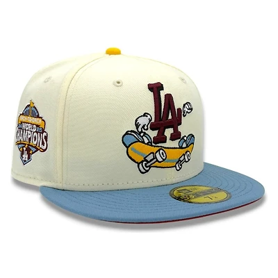 Los Angeles Dodgers Chrome and Blue Skateboard Logo Back to Champs Patch Red UV New Era 59FIFTY Fitted Hat
