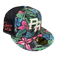 Puerto Rico Black and Floral Diamond Era Patch New 59FIFTY Fitted Hat