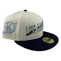 Los Angeles Dodgers Chrome and Ocean Blue City Connect 2Tone LA Side Patch New Era 59FIFTY Fitted Hat