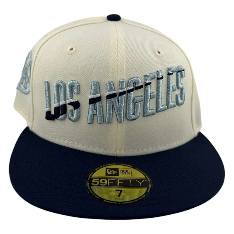 Los Angeles Dodgers Chrome and Ocean Blue City Connect 2Tone LA Side Patch New Era 59FIFTY Fitted Hat