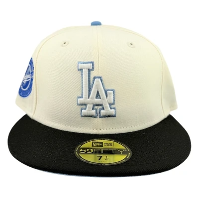 Los Angeles Dodgers Chrome and Black Back to Champs Circle Patch Sky Blue UV New Era 59FIFTY Fitted Hat