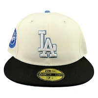 Los Angeles Dodgers Chrome and Black Back to Champs Circle Patch Sky Blue UV New Era 59FIFTY Fitted Hat