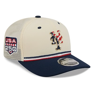 New York Mets 2026 Fourth of July USA 250 Patch New Era 9SEVENTY Trucker Adjustable Snapback Hat