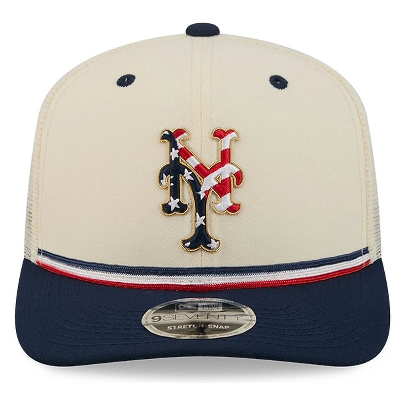 New York Mets 2026 Fourth of July USA 250 Patch New Era 9SEVENTY Trucker Adjustable Snapback Hat