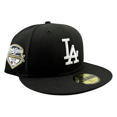 Los Angeles Dodgers Black 2025 WS Champions Patch Icy Blue UV New Era 59FIFTY Fitted Hat