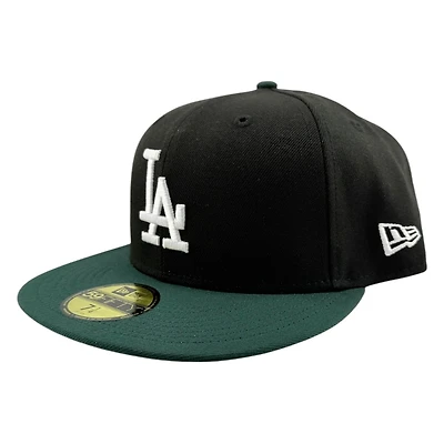 Los Angeles Dodgers Black and Dark Green Two Tone Grey UV New Era 59FIFTY Fitted Hat