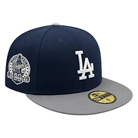 Los Angeles Dodgers Navy and Graphite 60th Anniversary Patch New Era 59FIFTY Fitted Hat