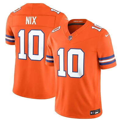 Denver Broncos Bo Nix Orange Alternate Mile High 1977 Throwback Nike Vapor F.U.S.E Stitched Limited Jersey