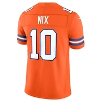 Denver Broncos Bo Nix Orange Alternate Mile High 1977 Throwback Nike Vapor F.U.S.E Stitched Limited Jersey