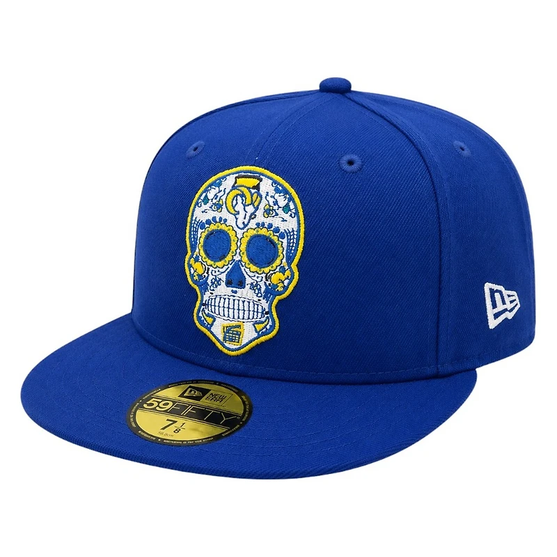 Los Angeles Rams Royal Sugar Skull Plain Jane NFL New Era 59FIFTY Fitted Hat