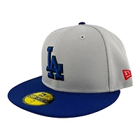 Los Angeles Dodgers Gray and Royal Blue Road New Era 59FIFTY Fitted Hat