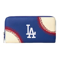 Los Angeles Dodgers Royal and Cream Baseball Stitch Detail Zip Wallet