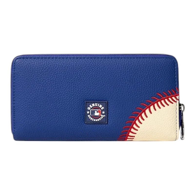 Los Angeles Dodgers Royal and Cream Baseball Stitch Detail Zip Wallet