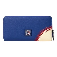 Los Angeles Dodgers Royal and Cream Baseball Stitch Detail Zip Wallet