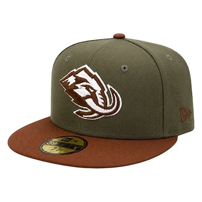 Utah Mammoth Green and Brown Two Tone Primary Logo New Era 59FIFTY Fitted Hat