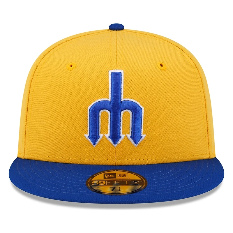 Seattle Mariners Yellow and Royal Trident Logo New Era 59FIFTY Fitted Hat
